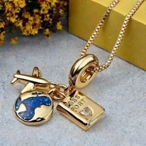 MODCLOTH TRAVEL PASSPORT AIRPLANE PENDANT NECKLACE
